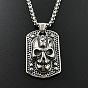 Панк ретро нержавеющая сталь тисненый череп кулон хип-хоп уличный стиль ожерелья для мужчин