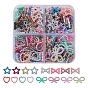 220Pcs 4 Styles Rainbow ABS Plastic Imitation Pearl Linking Rings, Gradient Mermaid Pearl, Heart & Bowknot & Star