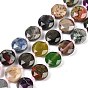 Природные смешанные камень бисер пряди, с бисером, граненый шестиугольный разрез, плоско-круглые, смешанные окрашенные и неокрашенные