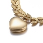 304 Stainless Steel Pendant Necklaces, with Cobs Chains, Heart