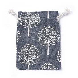 Sachets d'emballage en tissu, sacs à cordonnet, rectangle avec arbre de vie