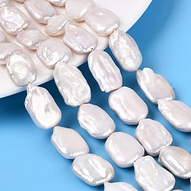 Natural Baroque Pearl Keshi Pearl Beads Strands, Cultured Freshwater Pearl, Rectangle