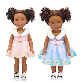 Платье без рукавов из ткани с цветочным узором, наряды для кукол, подходит для 14/14.5 дюймовой вечеринки с американскими куклами