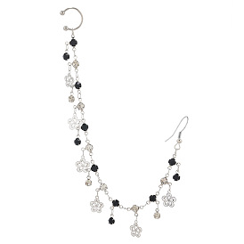 Кольца для носа с клипсами из сплава горного хрусталя и цепочкой с цветочными кисточками для подвешивания серег, украшения для пирсинга носа для женщин, платина