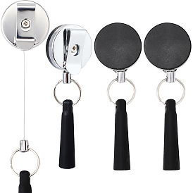 8Pcs 2 Style Plastic Heavy Duty Retractable Pull Pen & Pencil Holder, with Self Retracting Reel & Tight Metal Belt Clip