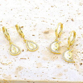 Fashion Moon Drop Earrings for Women with Gold Plating and Oil Dripping Design