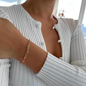 Винтажные 304 двухрядные браслеты из нержавеющей стали, спутниковые цепи браслеты для женщин