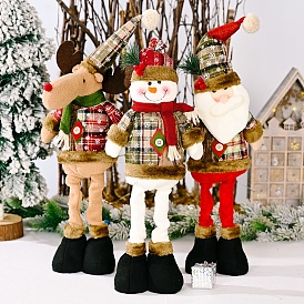 Christmas Cloth Stretchable Standing Doll Ornaments, for Home Indoor Table Decoration