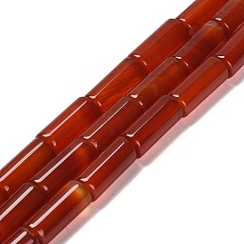 Natural Red Agate Beads Strands, Column, Dyed & Heated