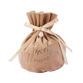 Velvet Jewelry Drawstring Gift Bags, Wedding Favor Candy Bags, with Beads
