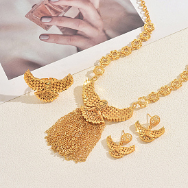 Роскошные комплекты из латунных серег, ожерелий и колец с кисточками в виде орла для свадеб и торжественных случаев