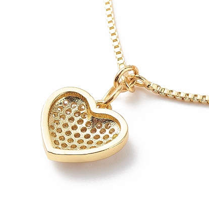 Clear Cubic Zirconia Heart Pendant Slider Bracelet with Brass Box Chains for Women