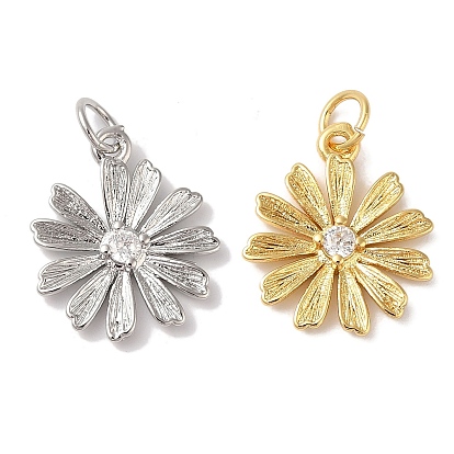 Подвески из латуни и кубического циркония, без кадмия и без свинца, долговечный, цветок, с целью перехода в кольце