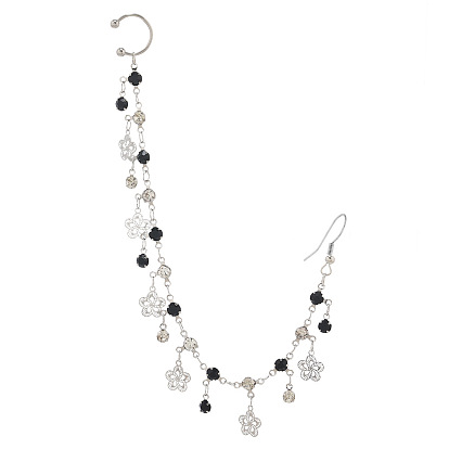 Кольца для носа с клипсами из сплава горного хрусталя и цепочкой с цветочными кисточками для подвешивания серег, украшения для пирсинга носа для женщин, платина