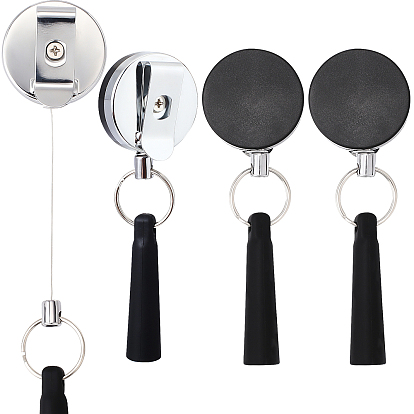 8Pcs 2 Style Plastic Heavy Duty Retractable Pull Pen & Pencil Holder, with Self Retracting Reel & Tight Metal Belt Clip