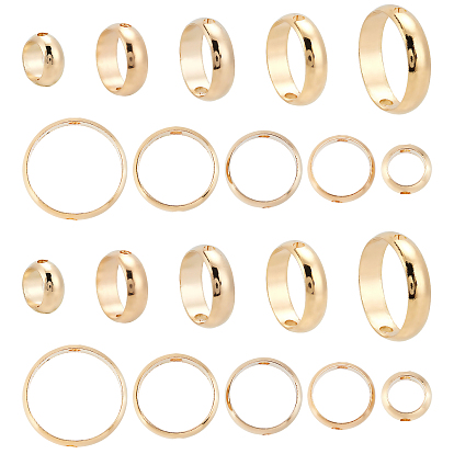 50шт 5 стиль латунные бусины рамки, долговечный, круглые кольца