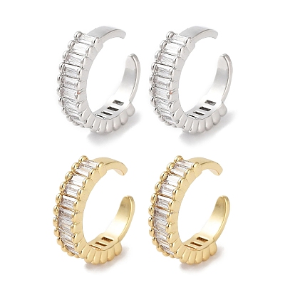 Прямоугольные латунные серьги-манжеты с цирконием для женщин, долговечный, без кадмия и без свинца