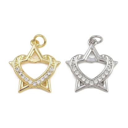 Латунные микро проложить кубического циркония подвески, звезда с сердцем, с целью перехода в кольце, стойки покрытие, долговечный, без свинца и без кадмия