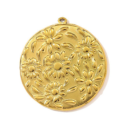 304 подвески из нержавеющей стали, плоский круглый с цветными чарами, ионное покрытие (ip)