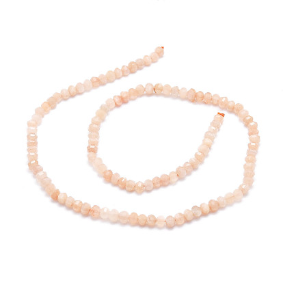 Natural Peach Moonstone Beads Strands, Faceted, Rondelle