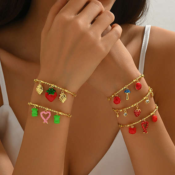 Латунь манжеты браслеты, браслеты с подвесками для женщин