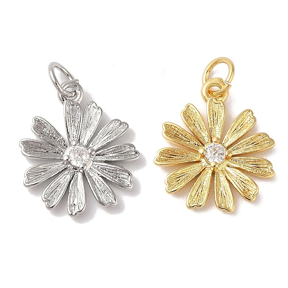 Подвески из латуни и кубического циркония, без кадмия и без свинца, долговечный, цветок, с целью перехода в кольце