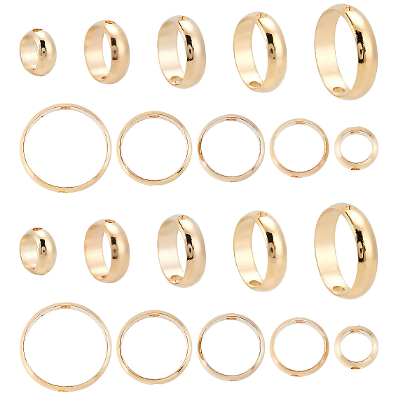 50шт 5 стиль латунные бусины рамки, долговечный, круглые кольца