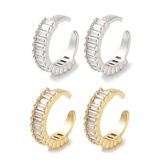 Прямоугольные латунные серьги-манжеты с цирконием для женщин, долговечный, без кадмия и без свинца