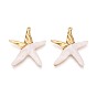 304 Stainless Steel and Resin Pendants, Starfish Charm, Ion Plating(IP), Real 18K Gold Plated