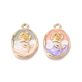 Стойки обшивки сплава эмали подвески, без кадмия, без никеля и без свинца, золотой свет, овал с цветочной подвеской