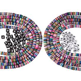 10 нитки ручной работы бусины из полимерной глины нитки, диск хейши бусины & 60 шт непрозрачные акриловые бусины с буквой рамдон