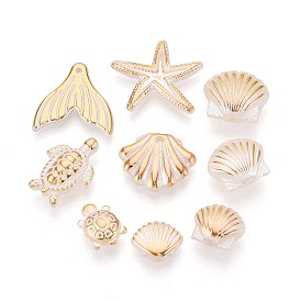 Бусины из искусственного жемчуга из АБС-пластика Ocean, золотой металл обвитыми, с половиным покрытием, разнообразные