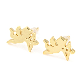 Rack Plating Brass Cupid Stud Earrings, Cadmium Free & Lead Free, Long-Lasting Plated