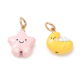 Alloy Enamel Pendants, Golden