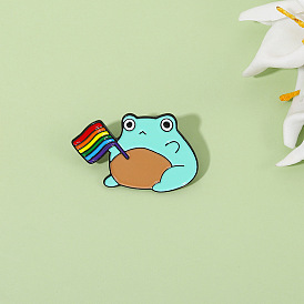 Rainbow Flag Frog Brooch Pin Plated Clothing Accessory Lapel Badge Button