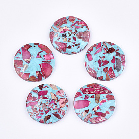 Assembled Synthetic Imperial Jasper and Turquoise Pendants, Dyed, Flat Round