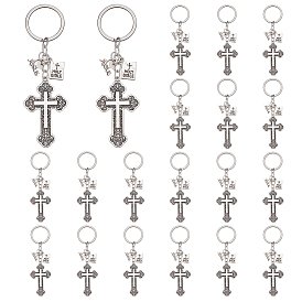 20 шт. брелки из цинкового сплава с крестообразным креплением, старинное серебро и платина