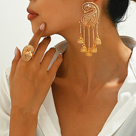 Комплекты из серег-гвоздиков и колец-манжет с полым цветком для женщин