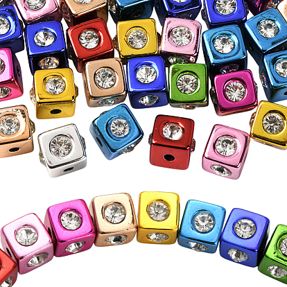 30 акриловые бусины с УФ-покрытием, со стразами, кубические