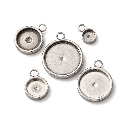 201 Настройки кабошон из нержавеющей стали кулон, плоско-круглые