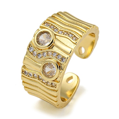 Открытые манжеты из латуни с микропаве и прозрачным фианитом, без кадмия и без свинца, широкое кольцо для женщин