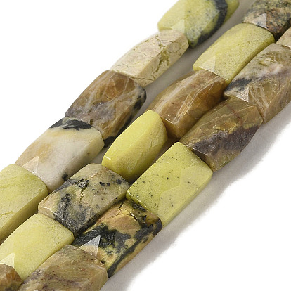Hebras de cuentas de turquesa amarillo natural (jaspe), facetados, Rectángulo