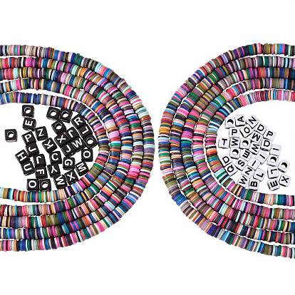 10 нитки ручной работы бусины из полимерной глины нитки, диск хейши бусины & 60 шт непрозрачные акриловые бусины с буквой рамдон