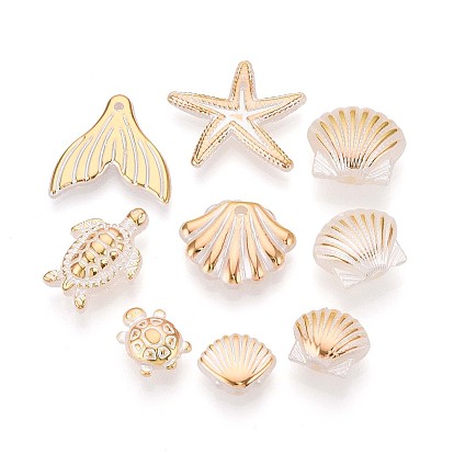 Бусины из искусственного жемчуга из АБС-пластика Ocean, золотой металл обвитыми, с половиным покрытием, разнообразные