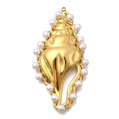 304 из нержавеющей стали большие кулоны, раковина, с пластиковыми жемчугом