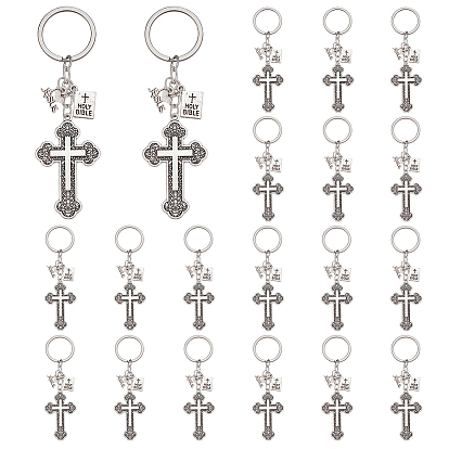 20 шт. брелки из цинкового сплава с крестообразным креплением, старинное серебро и платина