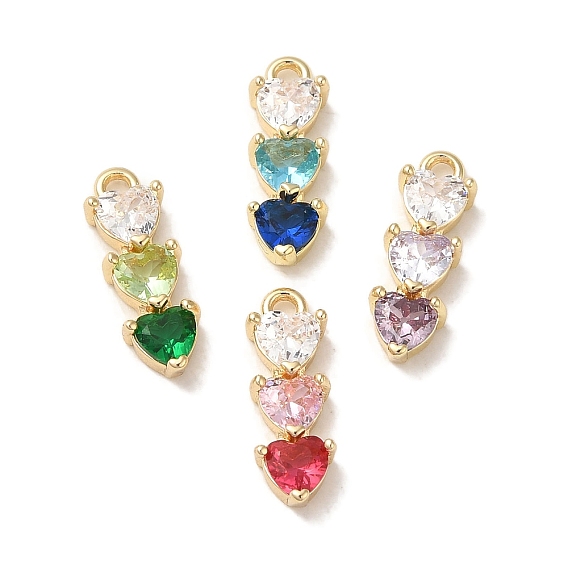 Латуни циркония кубической подвески, без кадмия, без никеля и без свинца, реальный 14 k позолоченный, 3-сердце