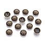Tibetan Style Alloy Bead Caps, Half Round with Heart Petal, Cadmium Free & Lead Free, 8x3mm, Hole: 1mm