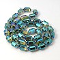 Electroplated Glass Beads, Rainbow Plated, Faceted, Lantern, 16x10mm, Hole: 1mm