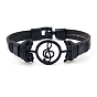 Alloy Musical Note Link Bracelet with Leather Cords for Men